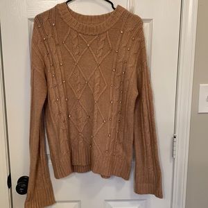 Cozy cable knit sweater with rhinestones